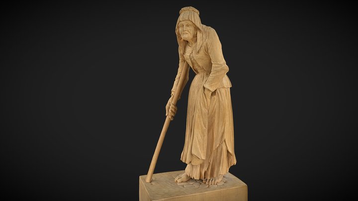 Bettlerin aus Birnenholz 3D Model