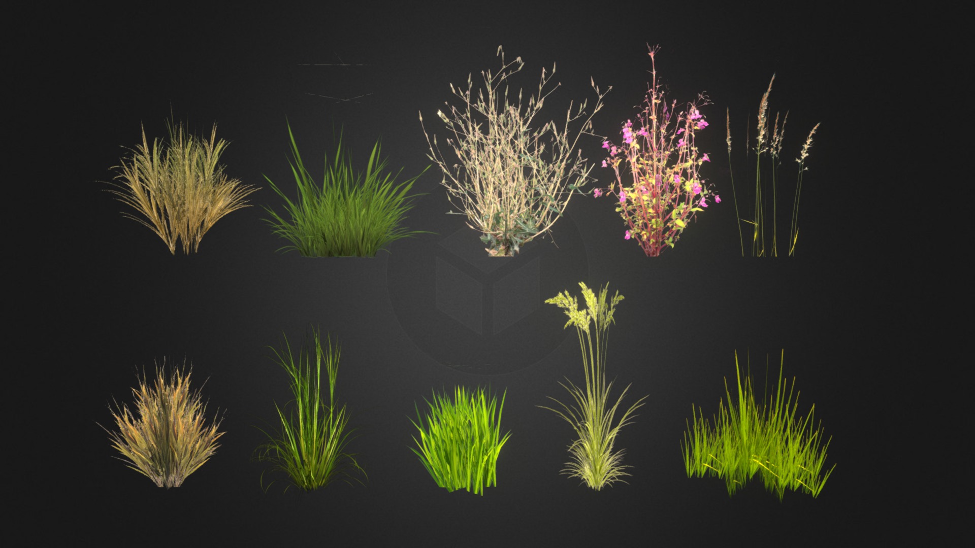 3D model Grass pack - This is a 3D model of the Grass pack. The 3D model is about a group of colorful fireworks.