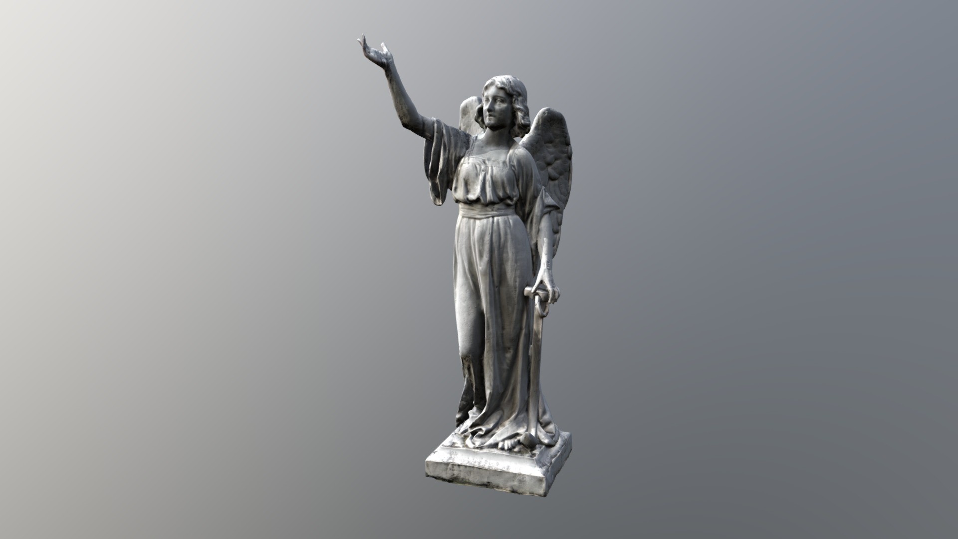 3D model AngelStatue 30k - This is a 3D model of the AngelStatue 30k. The 3D model is about a statue of a person holding a staff.