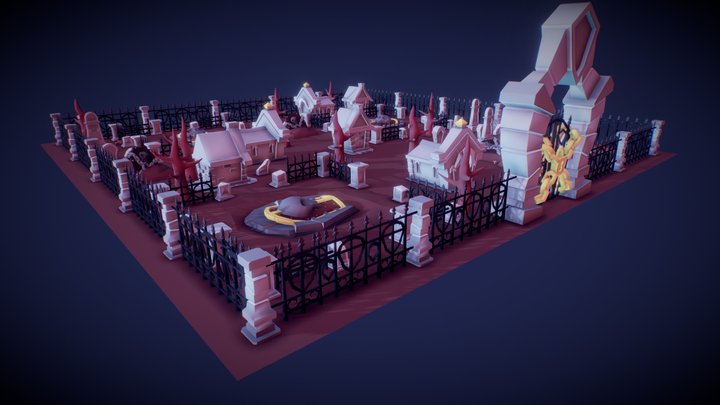 LowPoly Cemetery 3D Model