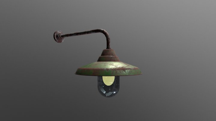 Old Rusted Outdoor Wall Lamp 3D Model