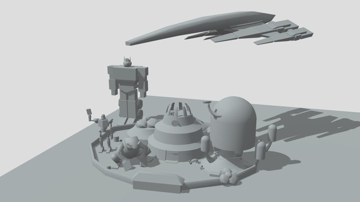 HW Blocking Scene 3D Model