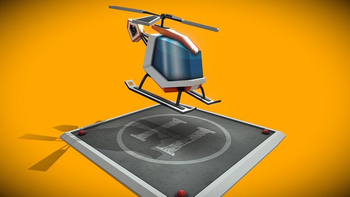 Gabu III - Toon Helicopter 3D Model