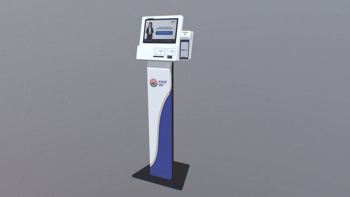 Self-Service Terminal with POS Terminal 3D Model