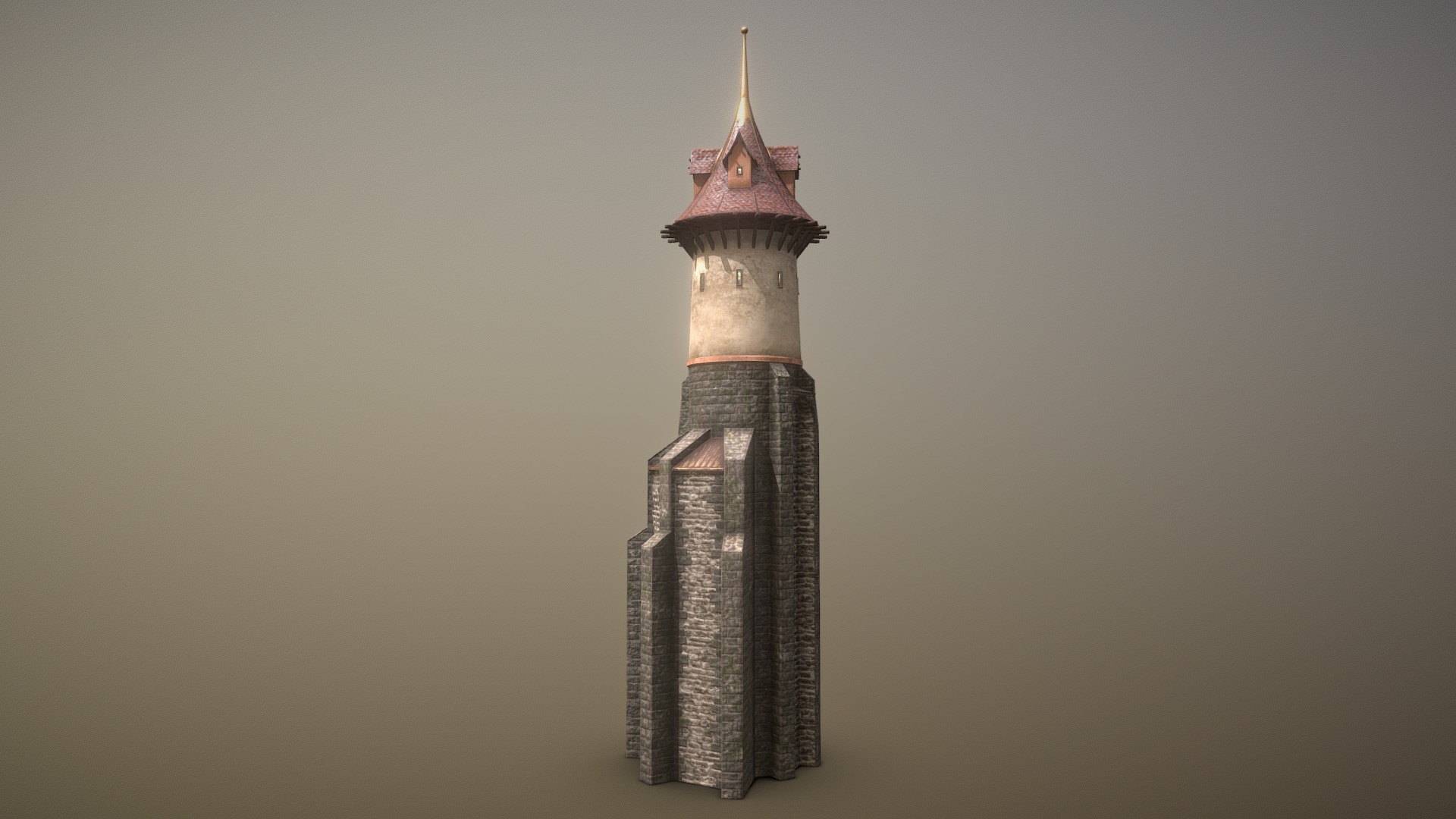 3D model Medieval DRAGON Tower 06 - This is a 3D model of the Medieval DRAGON Tower 06. The 3D model is about a tall tower with a pointy top.
