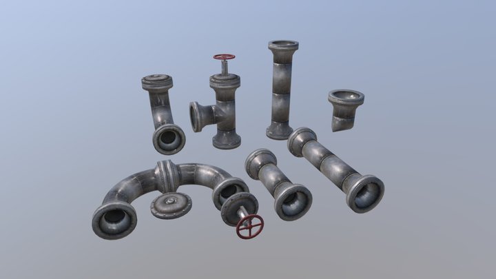 Modular Pipes for gaming 3D Model