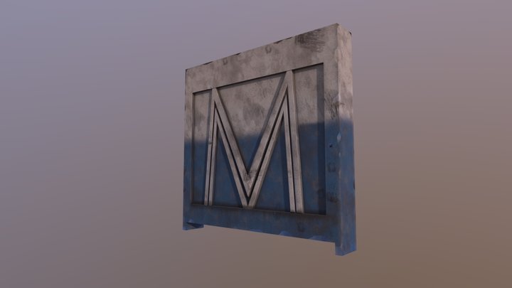 Soviet concrete fence 'M' 3D Model
