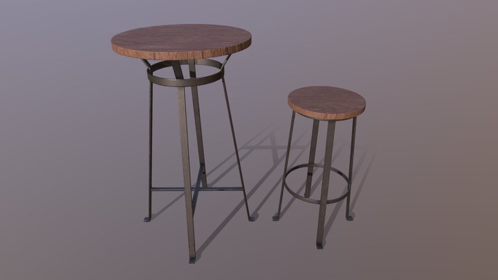 Bar Table Set 3D Model