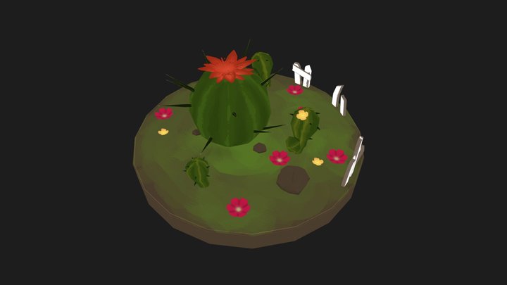 Stylized low poly cactus 3D Model