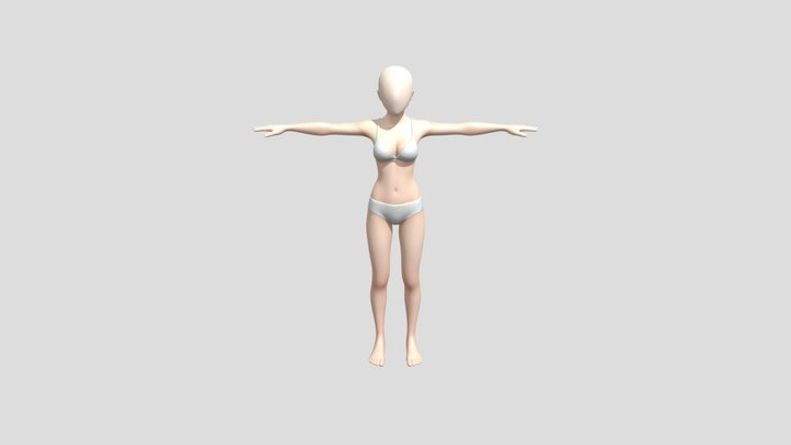 Digital Female Model in White Underwear 3D Model