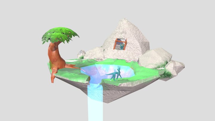 ICA Diorama - Island with Creatures 3D Model