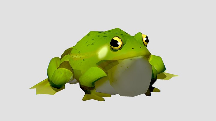Fat Low-Poly Frog with Animation 3D Model