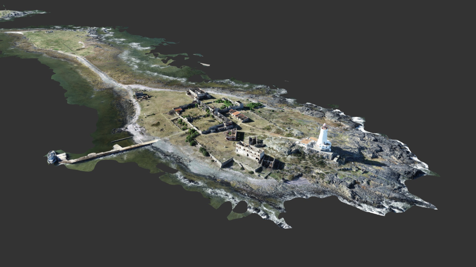 3D model Isla de Flores, Montevideo, Uruguay. - This is a 3D model of the Isla de Flores, Montevideo, Uruguay.. The 3D model is about a lighthouse on a rocky island.