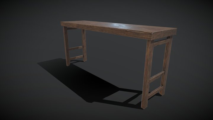 Old Table Small 2K 3D Model