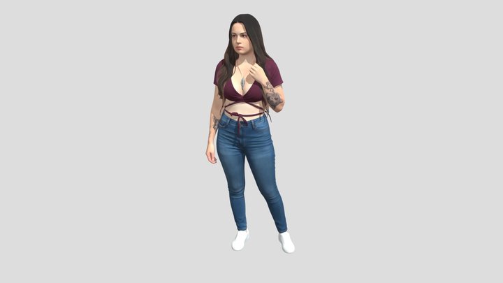 Burgundy Crop Top Portrait – Kostenloses 3D-Modell STL
