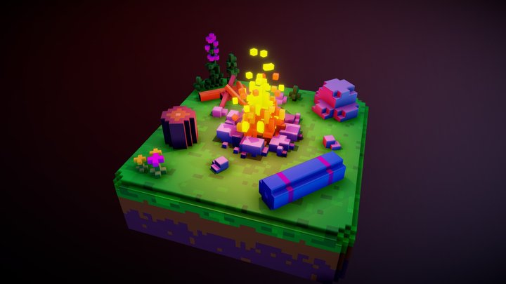 campfire at night 3D Model