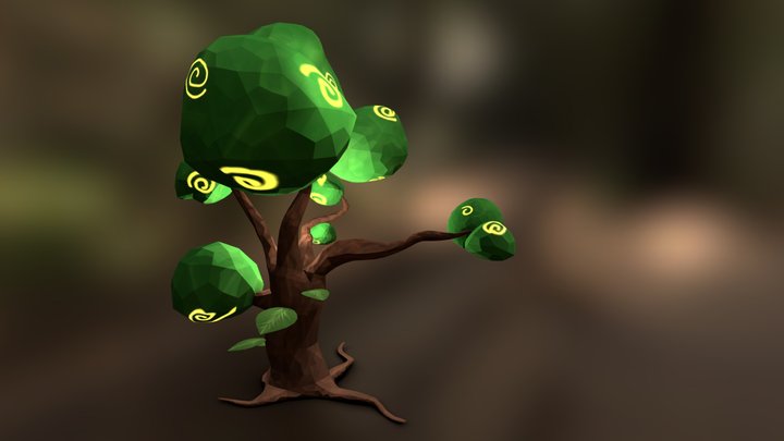 Fantasy Low Poly Tree 3D Model