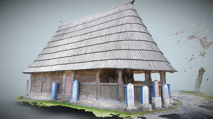 Црква брвнара Сеча Река 3D Model