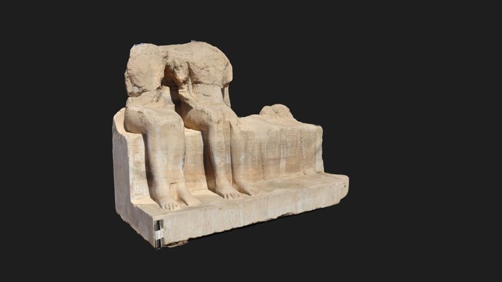 Old Egyptian Family Statue - Luxor Excavation 3D Model