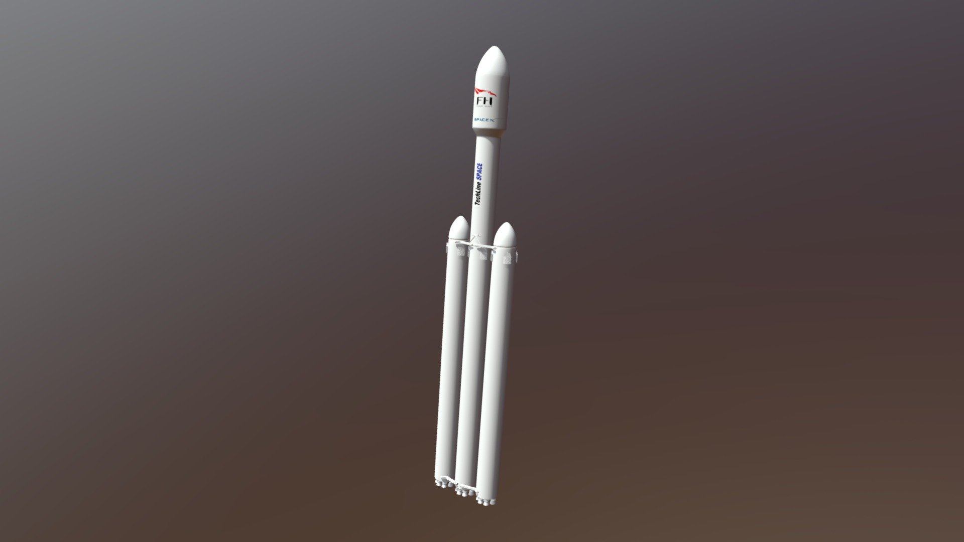 Falcon Heavy Rocket 3D Model