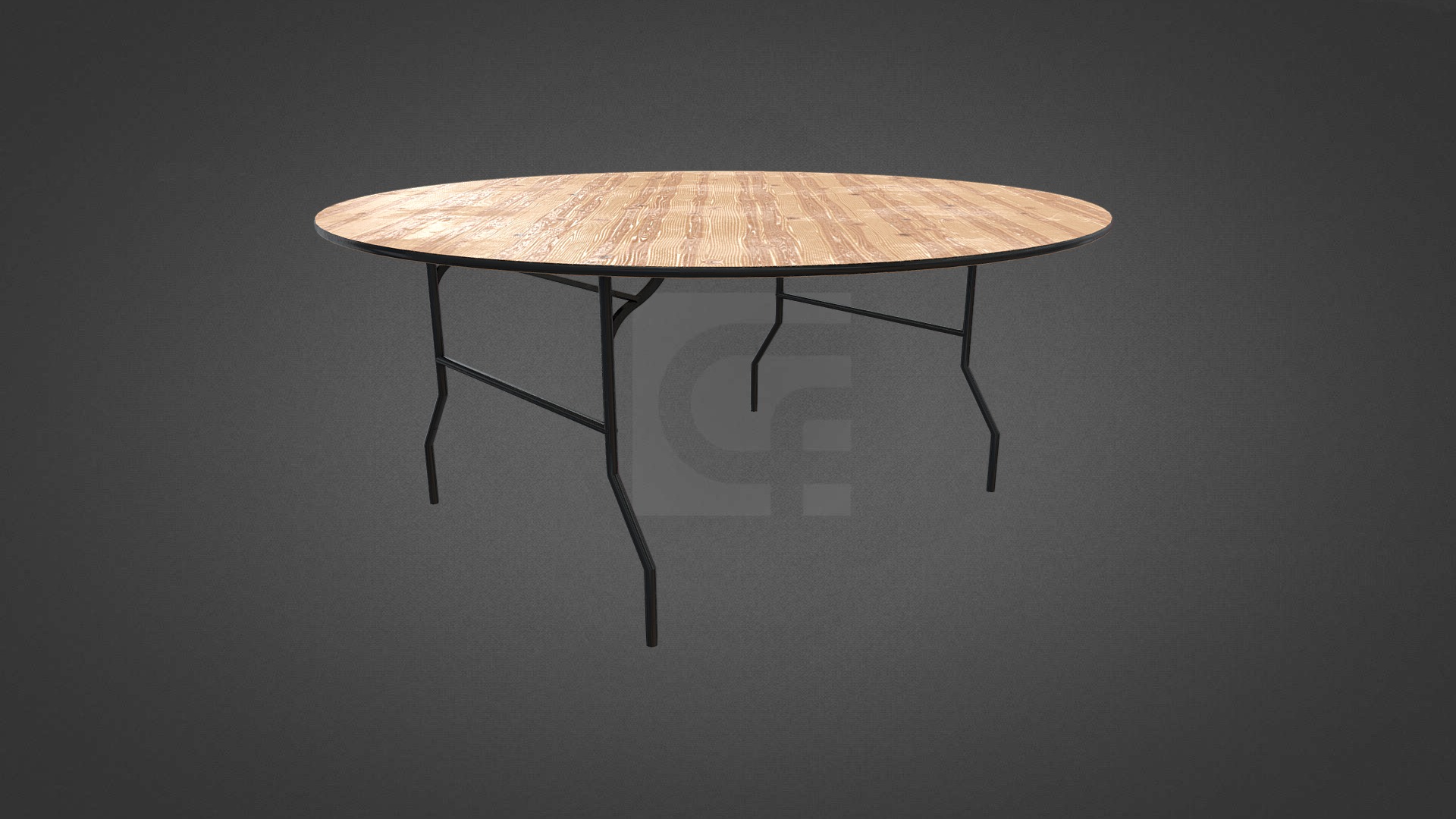3D model Round Wooden Trestle Table Hire - This is a 3D model of the Round Wooden Trestle Table Hire. The 3D model is about a table with a chair.