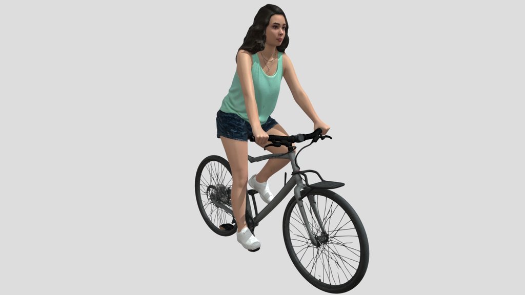 Woman On A Gray Bicycle