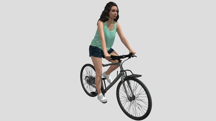 Woman On A Gray Bicycle – Kostenloses 3D-Modell STL