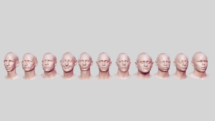 Reallistic Heads Man Anatomy pack 3D Model