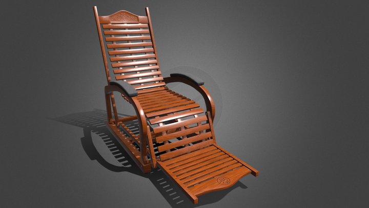Wooden recliner chair 3D Model