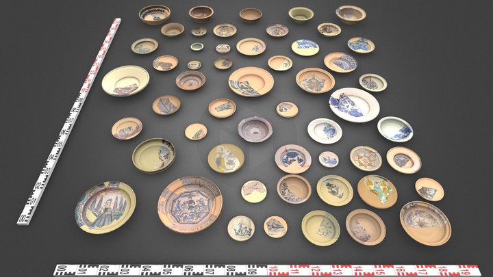 The collection of plates and bowls 3D Model