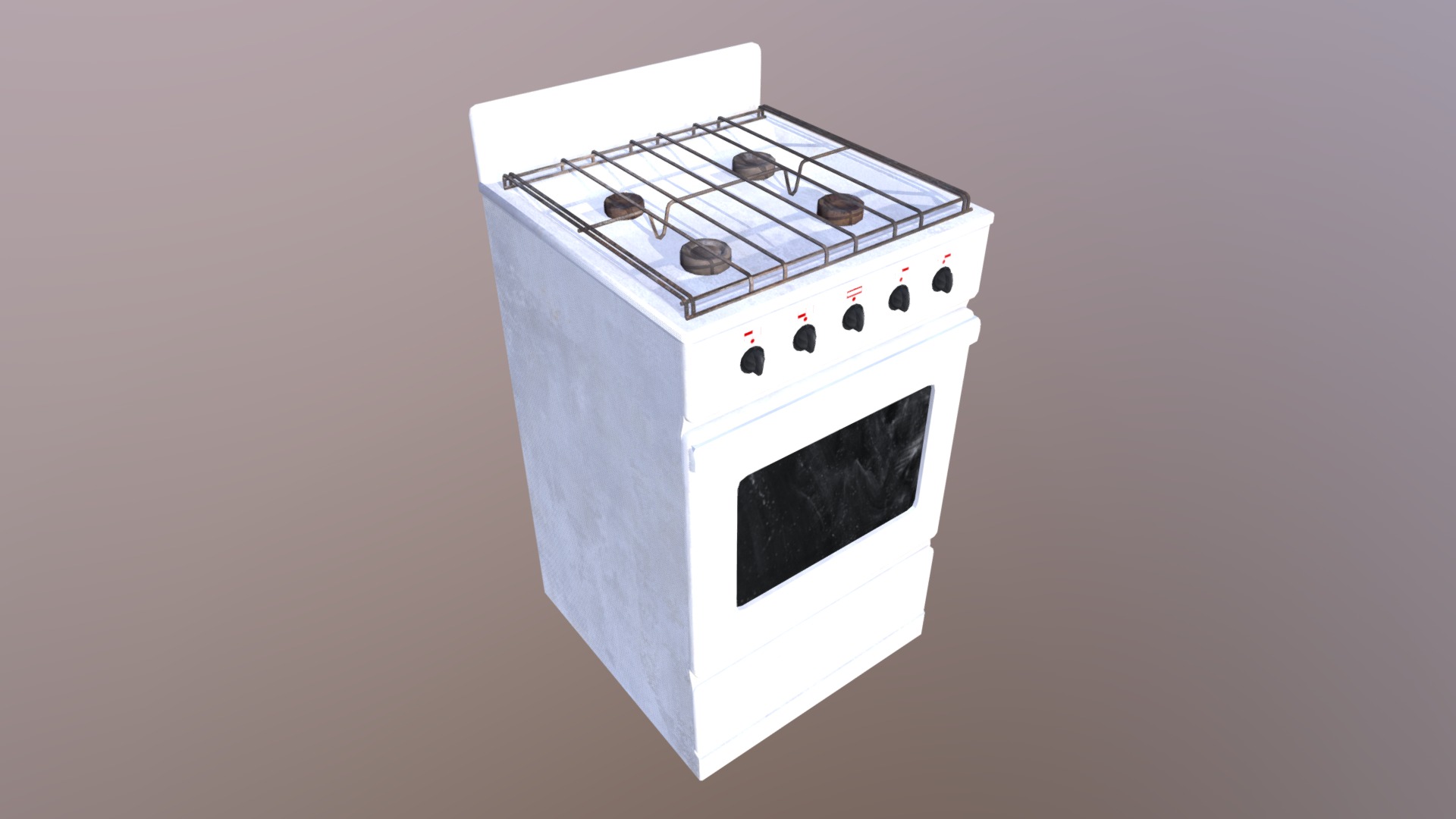 3D model Old gas stove - This is a 3D model of the Old gas stove. The 3D model is about a white and black electronic device.
