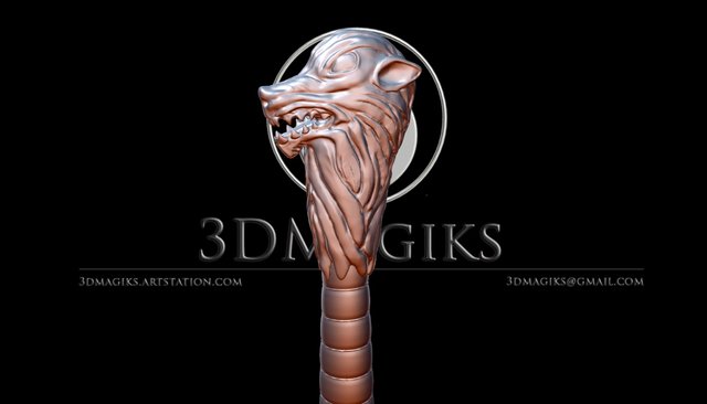 3D Magiks Wolf Head with Handle 3D Model