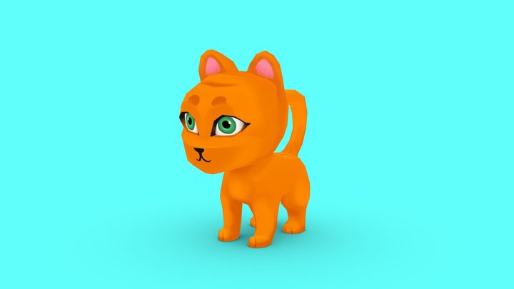 Lowpoly Cartoon Cat 3D Model