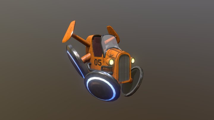 Retrofuturistic flying hover bike 3D Model