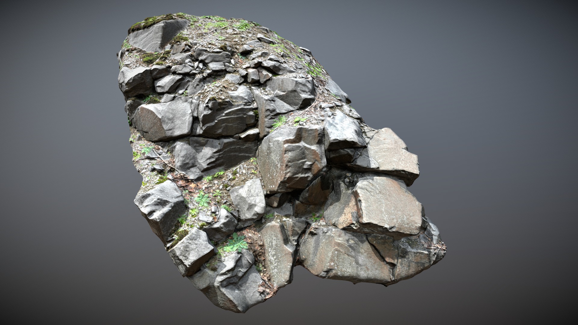 3D model 3d scanned cliff face L - This is a 3D model of the 3d scanned cliff face L. The 3D model is about a pile of rocks.