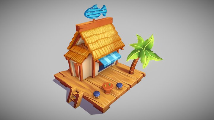 Beach Restaurant/Tropical Kiosk 3D Model
