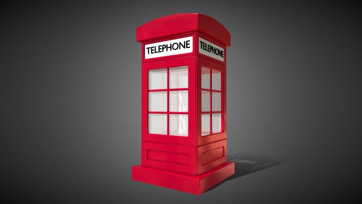 Classic Red British Telephone Booth 3D Model