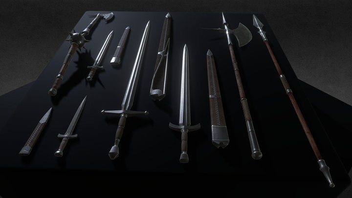 Fantasy / Medieval Weapons Pack 1 - Human 3D Model