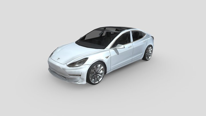 Low Poly Car: Tesla Model 3 2018 3D Model