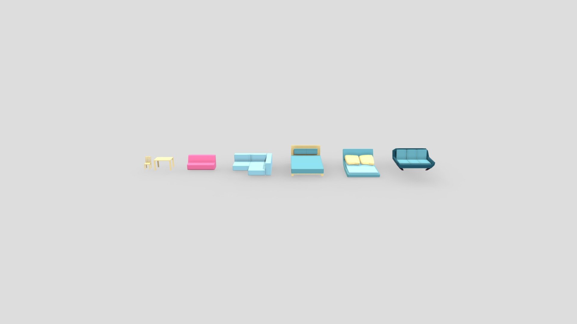 Low Poly Bedroom Set