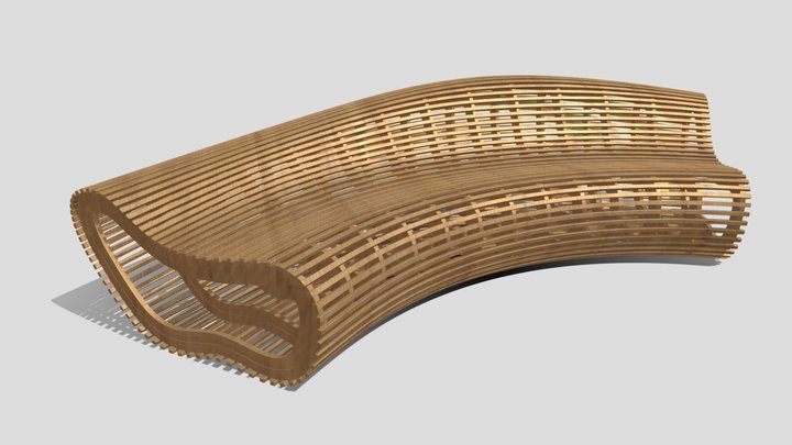 Curved Bench Parametric 3D Model
