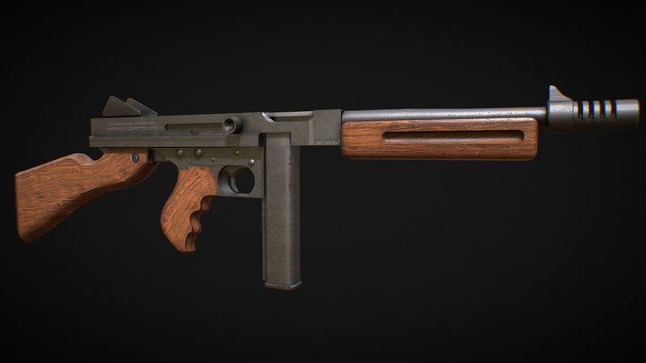M1A1 Thompson Submachine Gun 3D Model