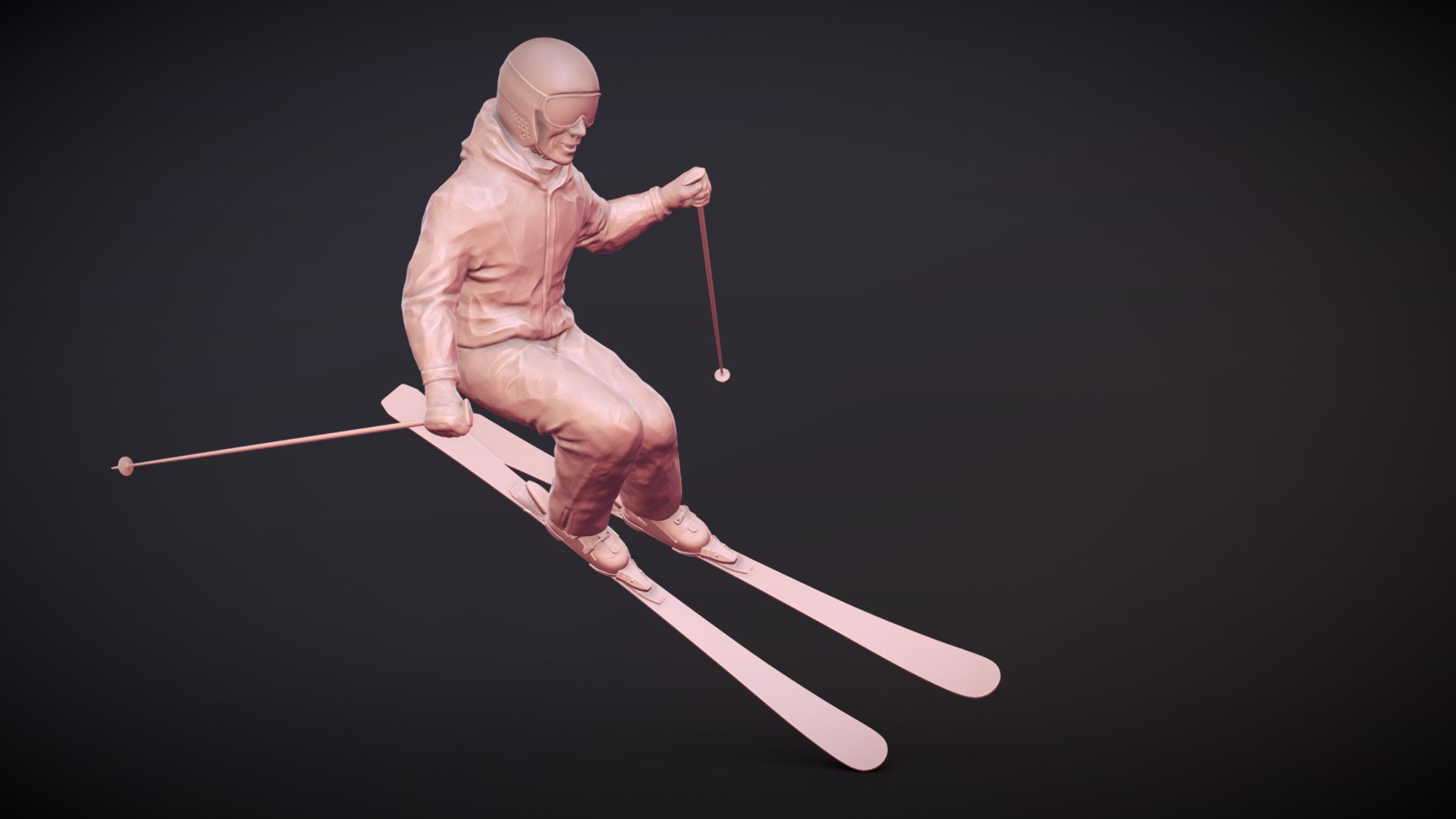 3D model Mountain-skier - This is a 3D model of the Mountain-skier. The 3D model is about a person in a garment.