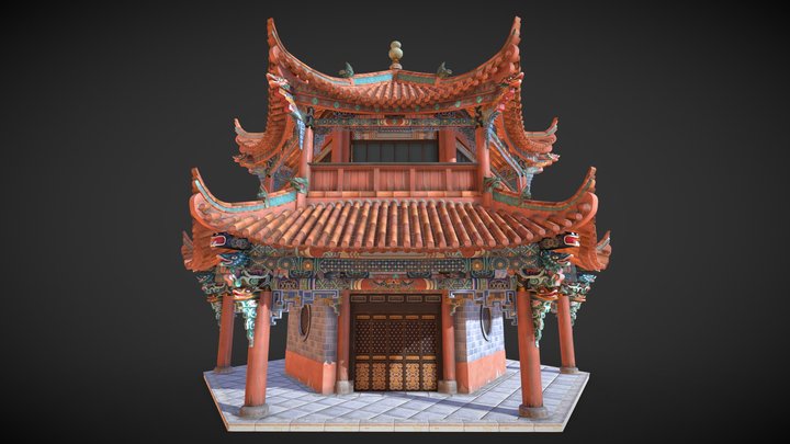 Chinese Temple Pagoda 3D Model