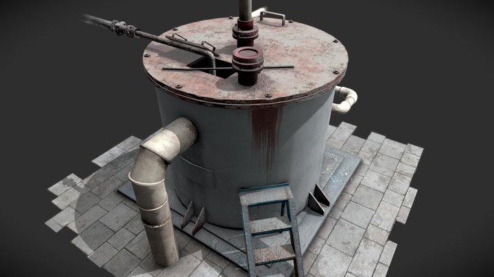 Rusted factory machine 3D Model