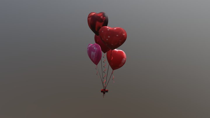 Happy Valentines Day Balloon 3D Model