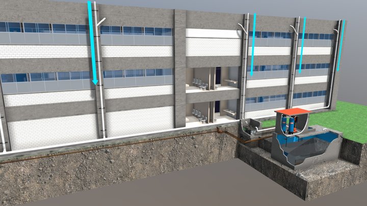 Captación de Agua Pluvial - FES Acatlán UNAM 3D Model
