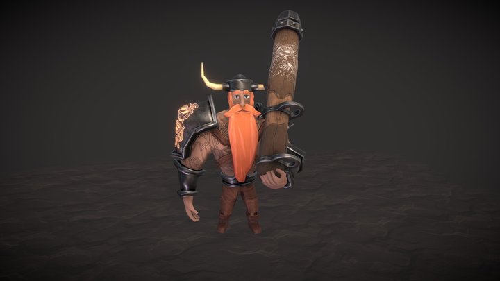 Stylized Low poly Viking Character 3D Model