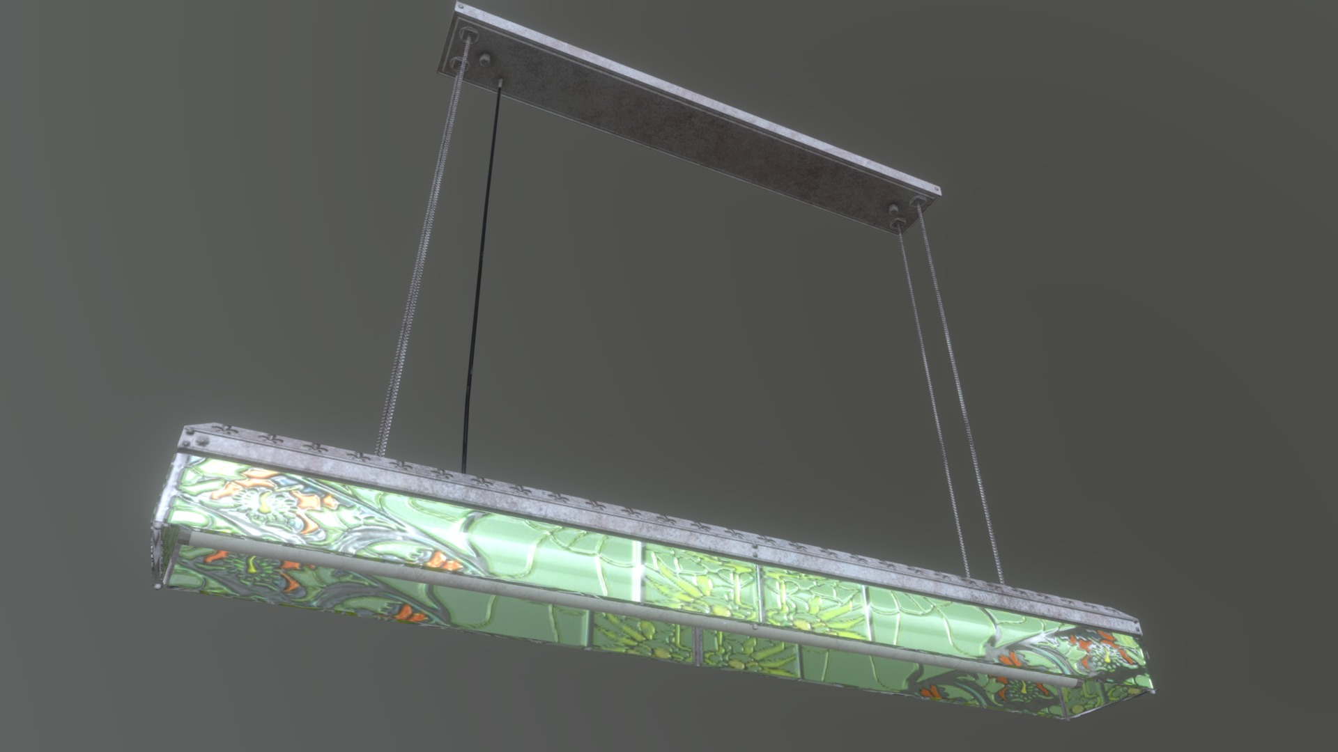 3D model Superfuntimes Stained Glass Hanging Lamp! - This is a 3D model of the Superfuntimes Stained Glass Hanging Lamp!. The 3D model is about a metal frame with a metal frame.