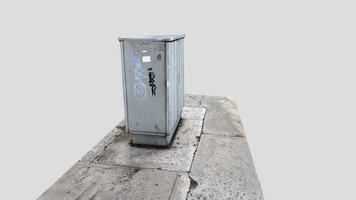 a grey square telephone switch box 3D Model